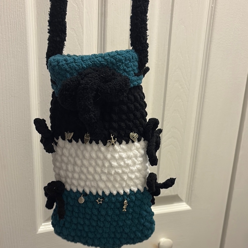 Handmade Knit Bag with Charms
